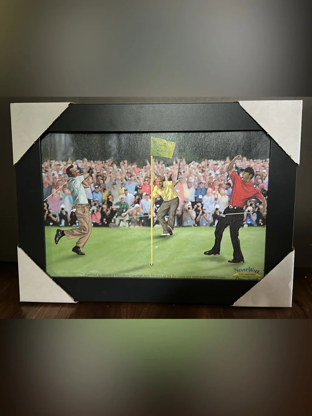 Jack Nicklaus, Phil Mickelson, Tiger Woods painted canvas